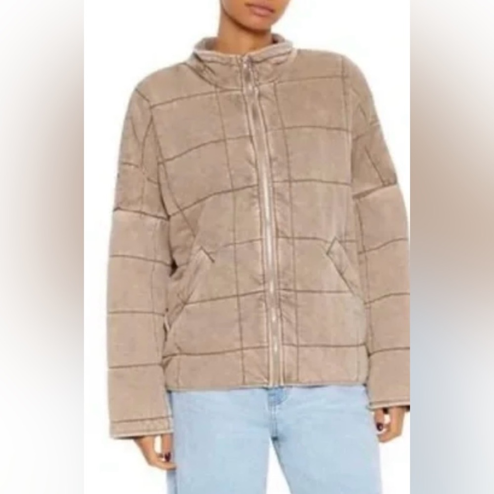 Forever 21 Women's Tan Quilted Jacket, medium